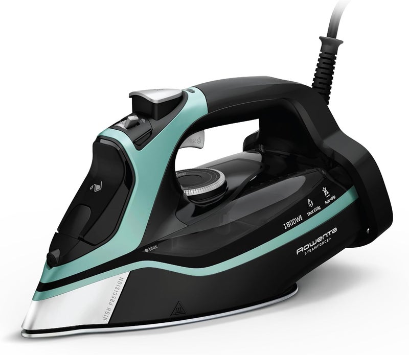 Rowenta Steam Force Stainless Steel Soleplate Steam Iron for Clothes, 400 Microsteam Holes, 1800 Watts, Ironing, Fabric Steamer, Garment Steamer, Digital Display, Precision Tip, DW9440 - Image 1